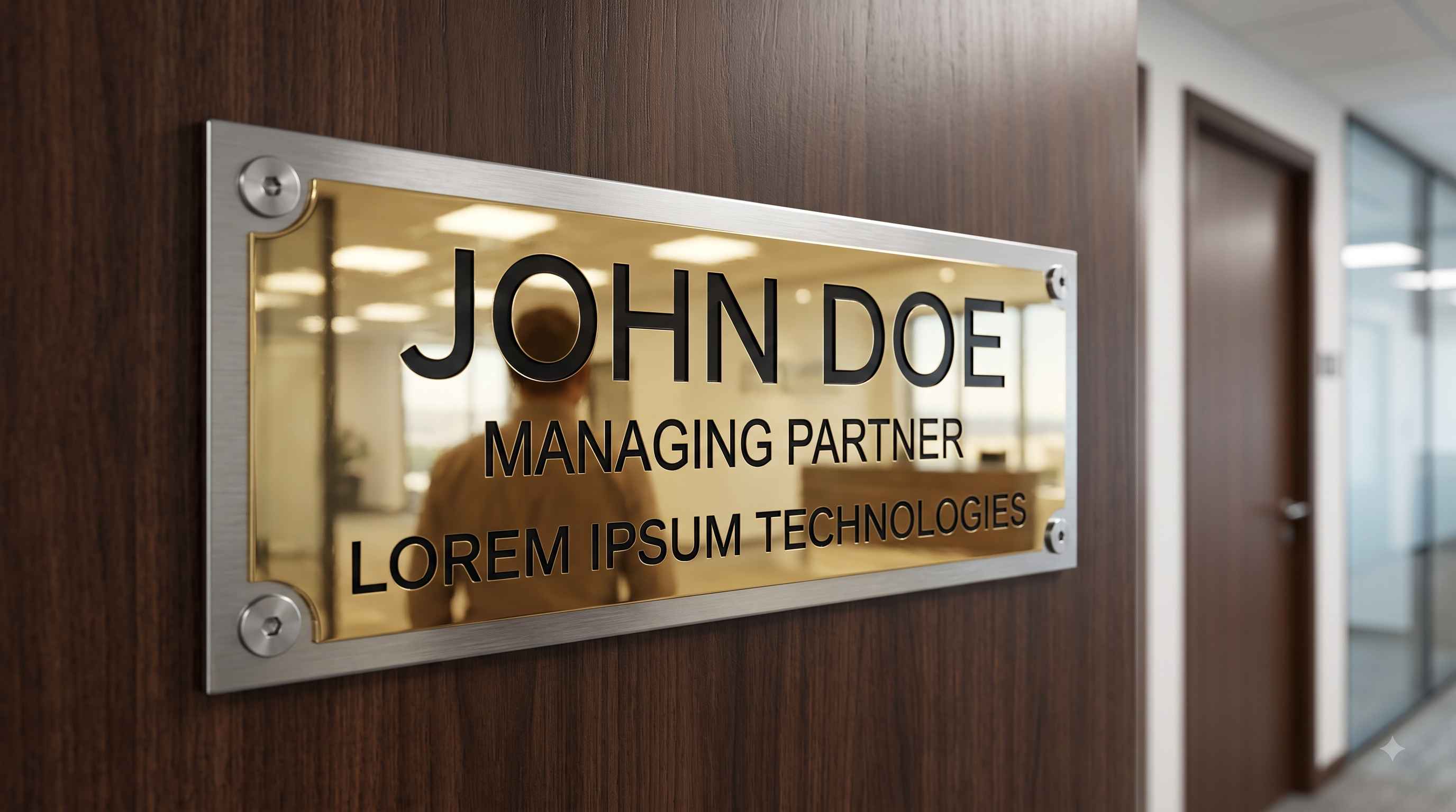 Stainless Steel Golden Mirror Name Plate